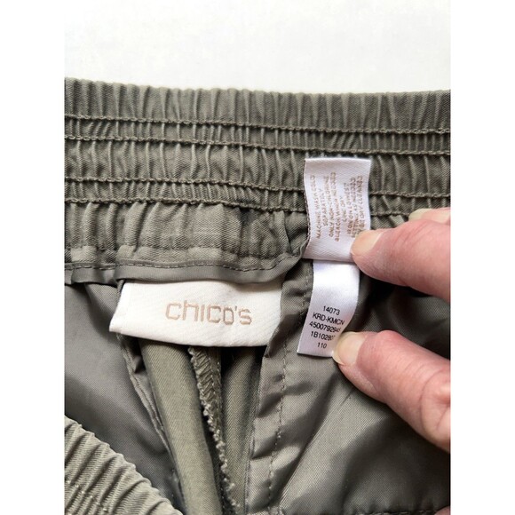 Chico’s Olive Green Elastic Waist Cuffed Hem Lightweight Pants Women’s Sz 00 - Picture 6 of 6